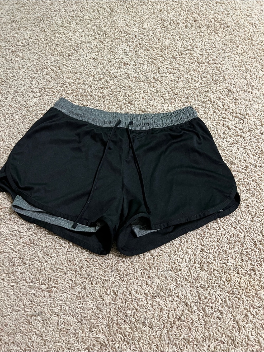 Champion Black Athletic Layered Shorts with Gray Waistband